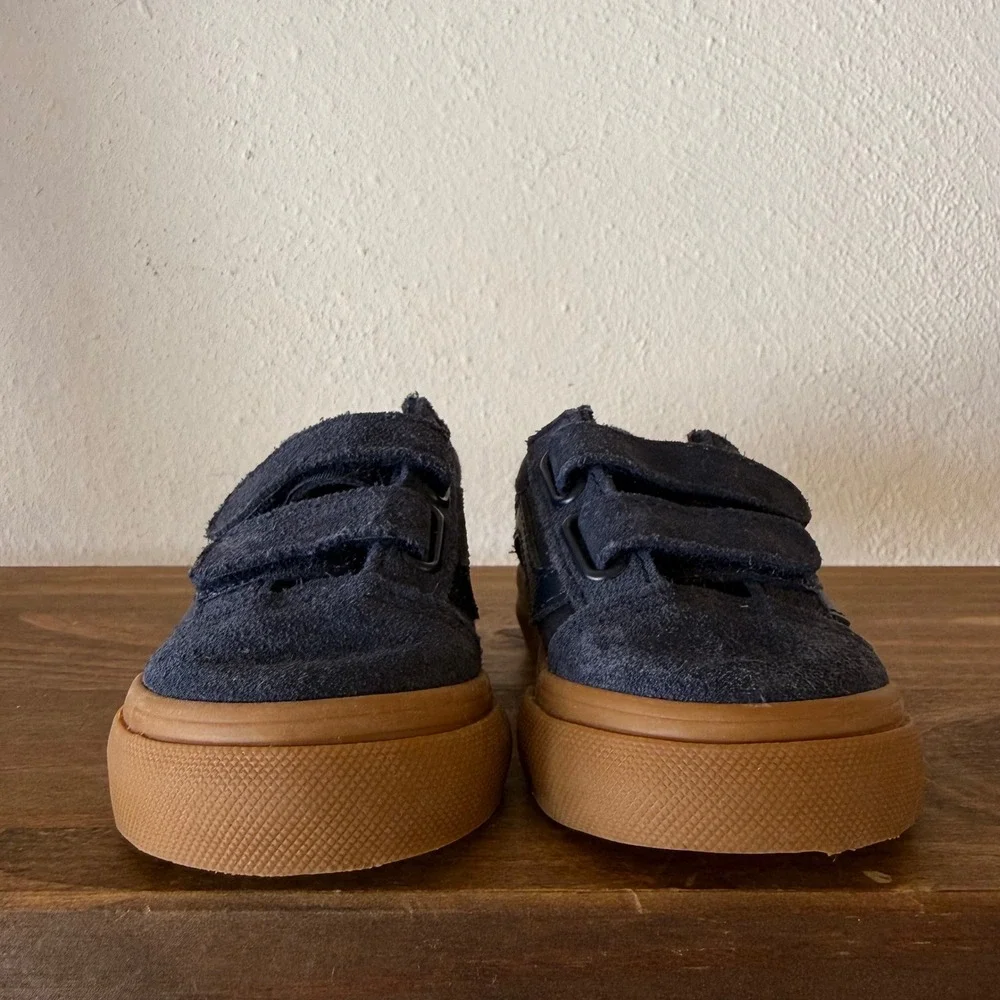 Vans Old Skool V Toddler Sneakers Size 5 Navy Blue Gum Hook & Loop 507698